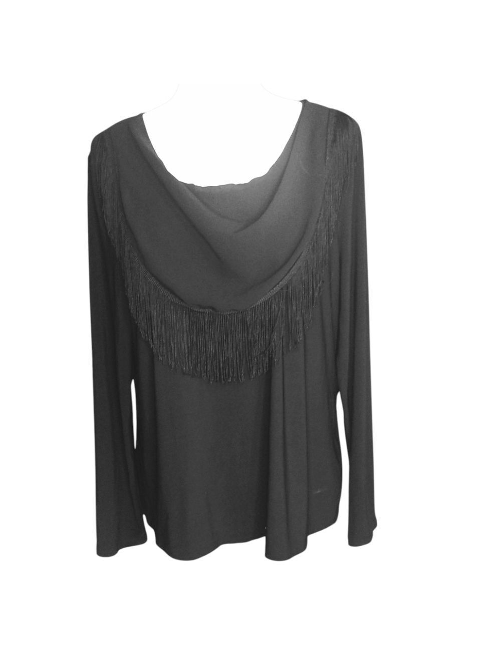 Suzie In The City Elegant Black Fringe Top